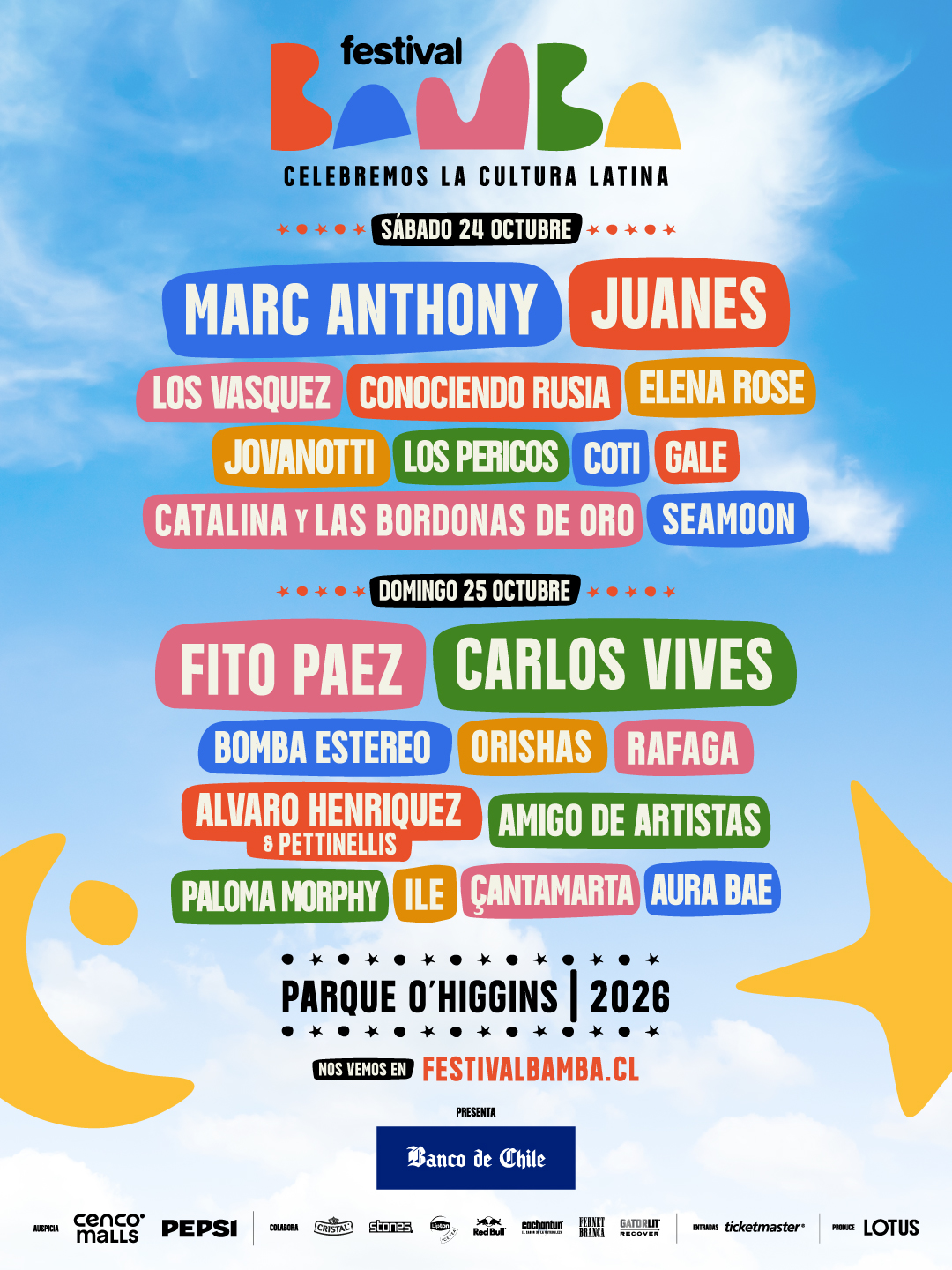 Revelan el cartel de Bamba 2026